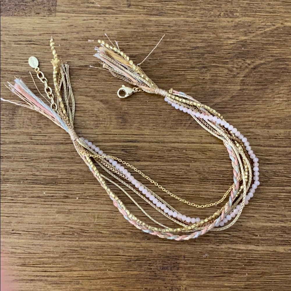 Pink & Gold Shashi Boho Stacked Bracelet